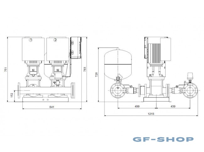Установка повышения давления Grundfos HYDRO MULTI-E 2 CRE15-01 98486691 ...